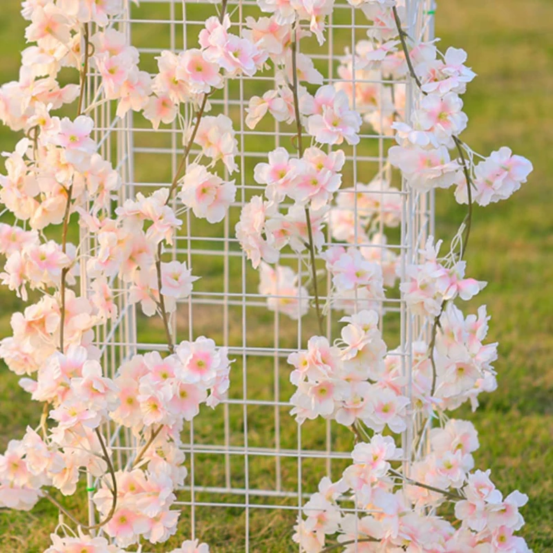 Artificial Flower 180CM Artificial Sakura Flowers Vine Wedding Garden Rose Arch Home Party Decoration Festival Bridal Fake Silk Scrapbook Plants