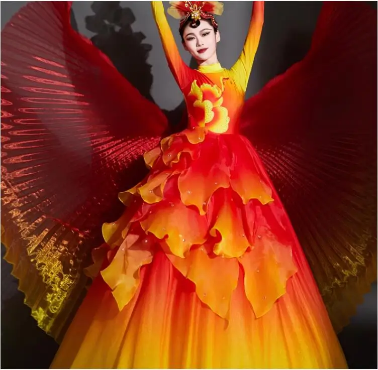 

Новая великолепная китайская мечта костюм для танцев и выступлений открытая танцевальная юбка