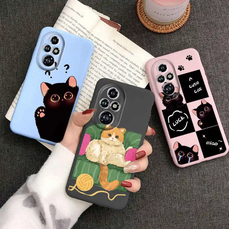 Cute Black Cat Cartoon Case - Soft Back Shell Cover