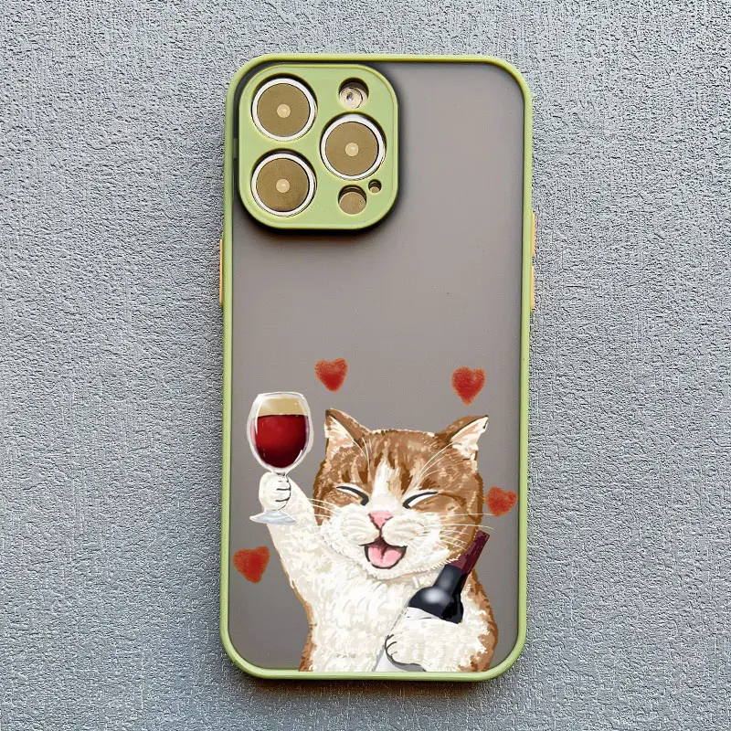 Charming Happy Cat Red Wine Decorative Phone Case