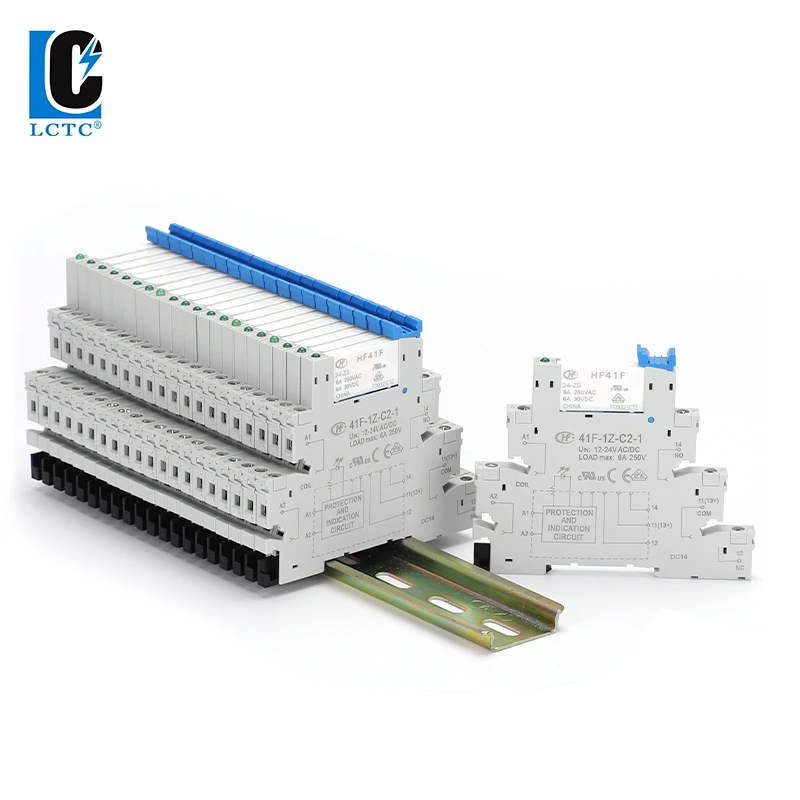 High Frequen Utra-thin Slim/SSR Relay DIN Mount with LED 6A 1CO Relay 41F-5-ZS 41F-12-ZS 41F-24-ZS 5V 12V 24V