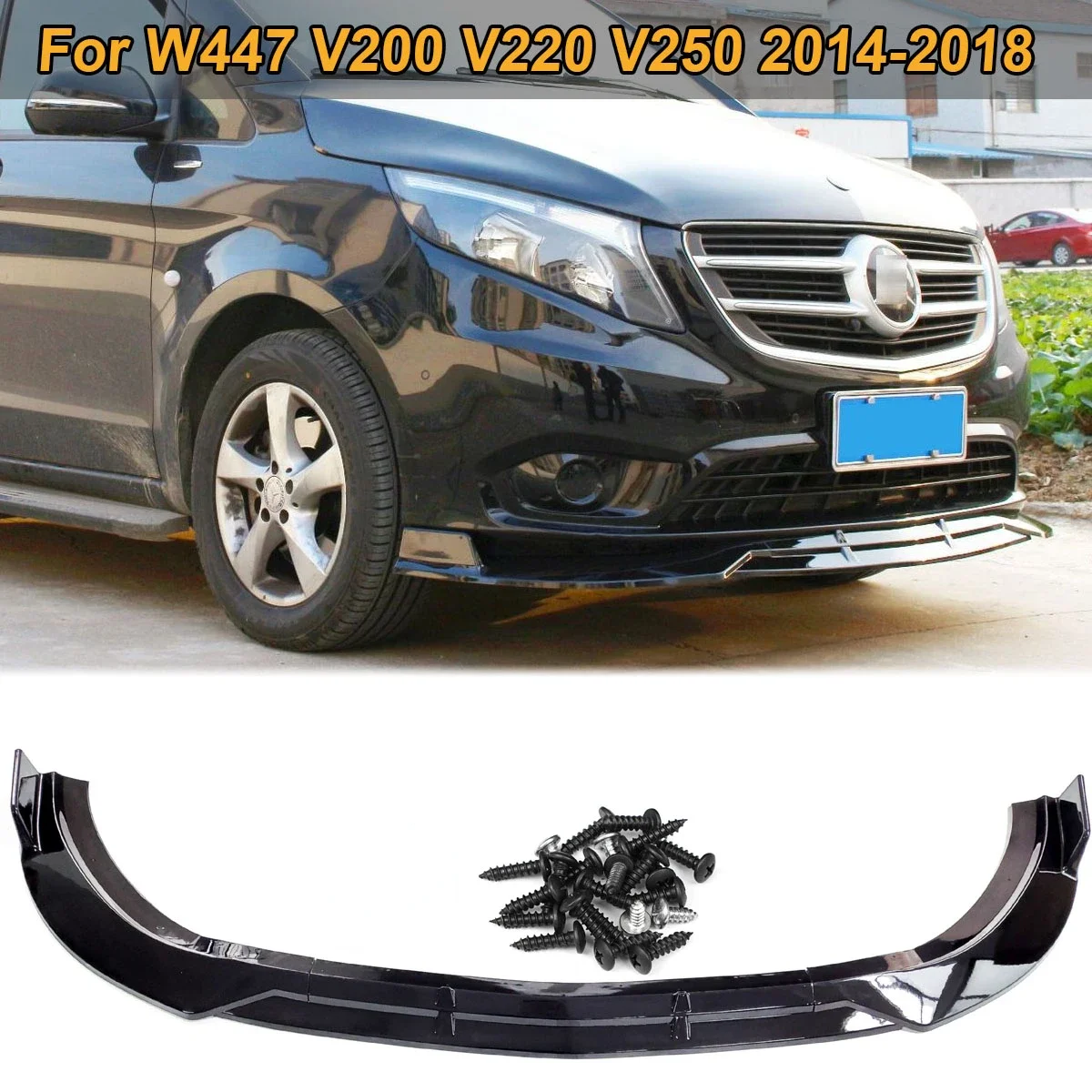 

For Mercedes Benz W447 V200 V220 V250 2014-2018 Vito 2015-2019 Front Bumper Lip Spoiler Side Splitter Body Kit Car Accesssories