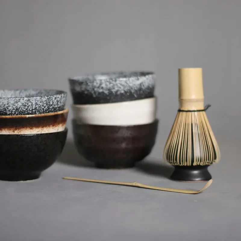 4/5pcs/set Matcha Tea Set Bamboo Whisk Scoop Ceramic Matcha Bowl Traditional Indoor Handmade Tea-making Tools Birthday Giftset matcha tea set matcha tea tools tea set