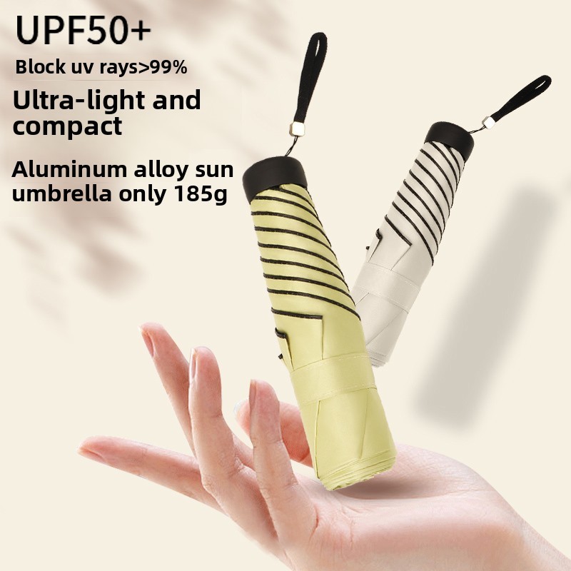 Ultralight, Small and Portable  Aluminum Alloy Vinyl Sun Protection Super Strong Ultraviolet Sun Umbrella Women