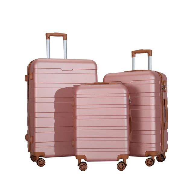 Ensemble de bagages ABS 3 pièces, valises rigides à roulettes 20/24/28 pouces, 360 °   Roues silencieuses, serrure à combinaison 1