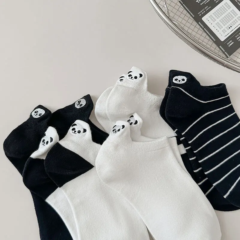 5-Pack Cartoon Animal Print Women's Cute Cotton Socks Set - Kawaii Casual Style