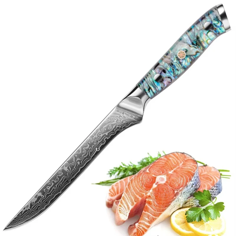 Geschmiedetes Damaszener Stahlmesser mit Ergonomischem Abalone-Griff, Scharfes Langlebiges Kochmesser, Multifunktionales Küchenmesser – Detail 8