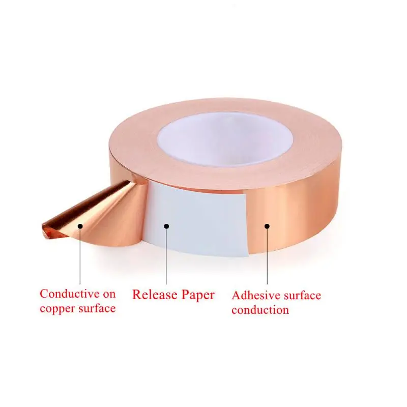 단면 전도성 구리 호일 테이프 스트립, 접착 EMI 차폐 내열성 테이프, 3mm, 6mm, 8mm, 10mm, 25mm, 30mm, 40mm, 10m, 20m