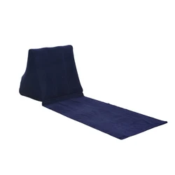 Foldable Inflatable Travel Lounger with Soft Back Pillow and Cushion (DEEP BLUE)