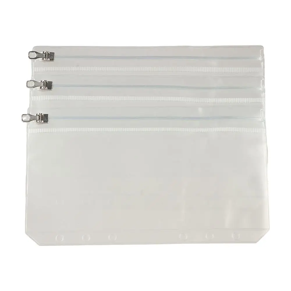 5pcs 문서 정리함 A5 A6 투명 PVC 포켓 파일 정리함 투명 바인더 현금 봉투 금속 지퍼가 있는 방수