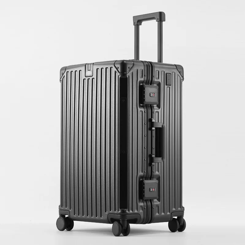 New Large Capacity Luggage Women's Durable Thickened Aluminum Frame Suitcase Men's Rechargeable Business Luggage 32-In trunk