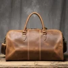 ROOG Premium Vintage Leather Tote Bag - Rugged First Layer Cowhide, Large Capacity Duffle for Travel, Stylish Crossbody 3