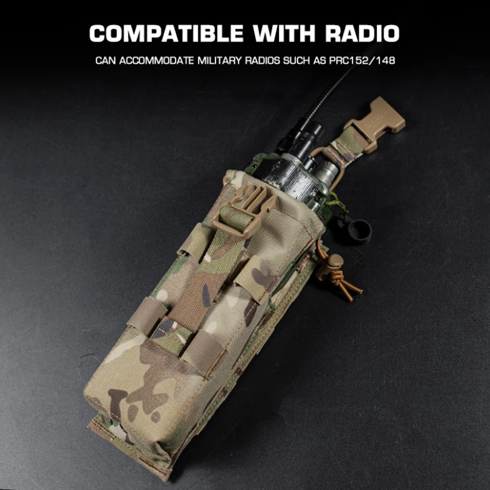 Military Radio Pouch Walkie-Talkie Bag for PRC 152 Drop-down Radio Tactical MOLLE Belt Hunting Vest  Outdoor Tool Pouches