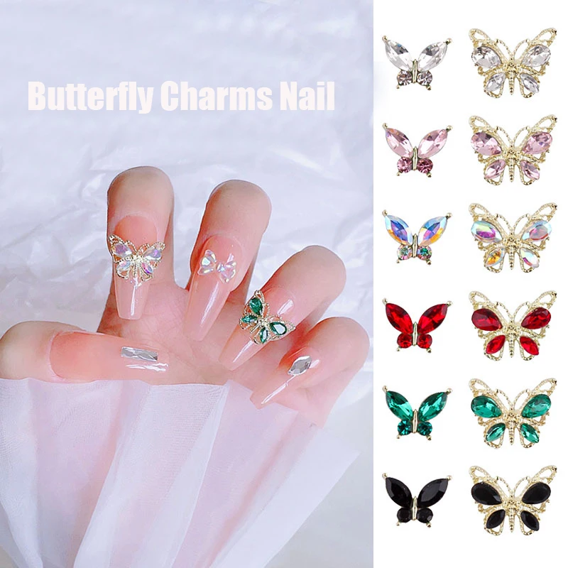 

10Pcs 3D Zircon Butterfly Nail Art Mixed Crystal Parts Nail Charms Diamond Crystal Rhinestones Nail Art Decorations Accessories