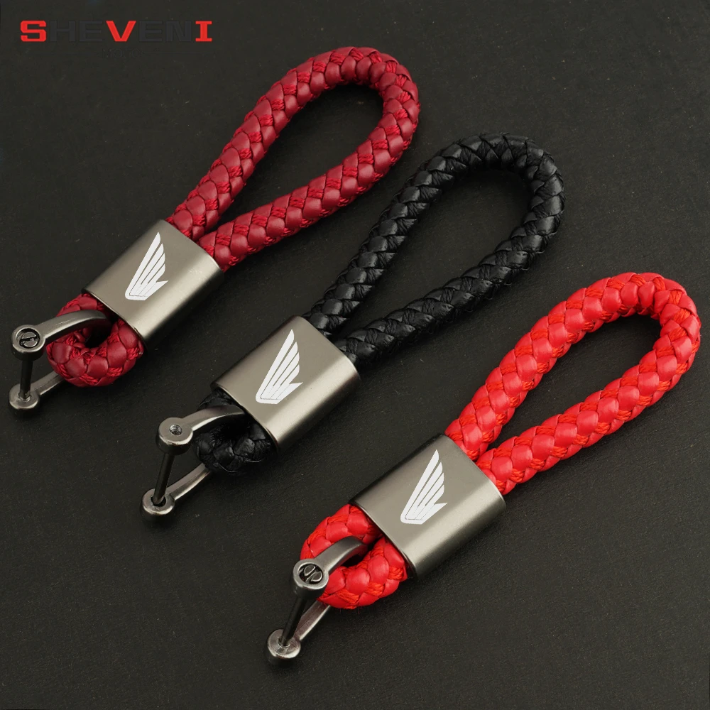 For HONDA Motorcycle Accessories Braided Rope Keyring Metal Keychain