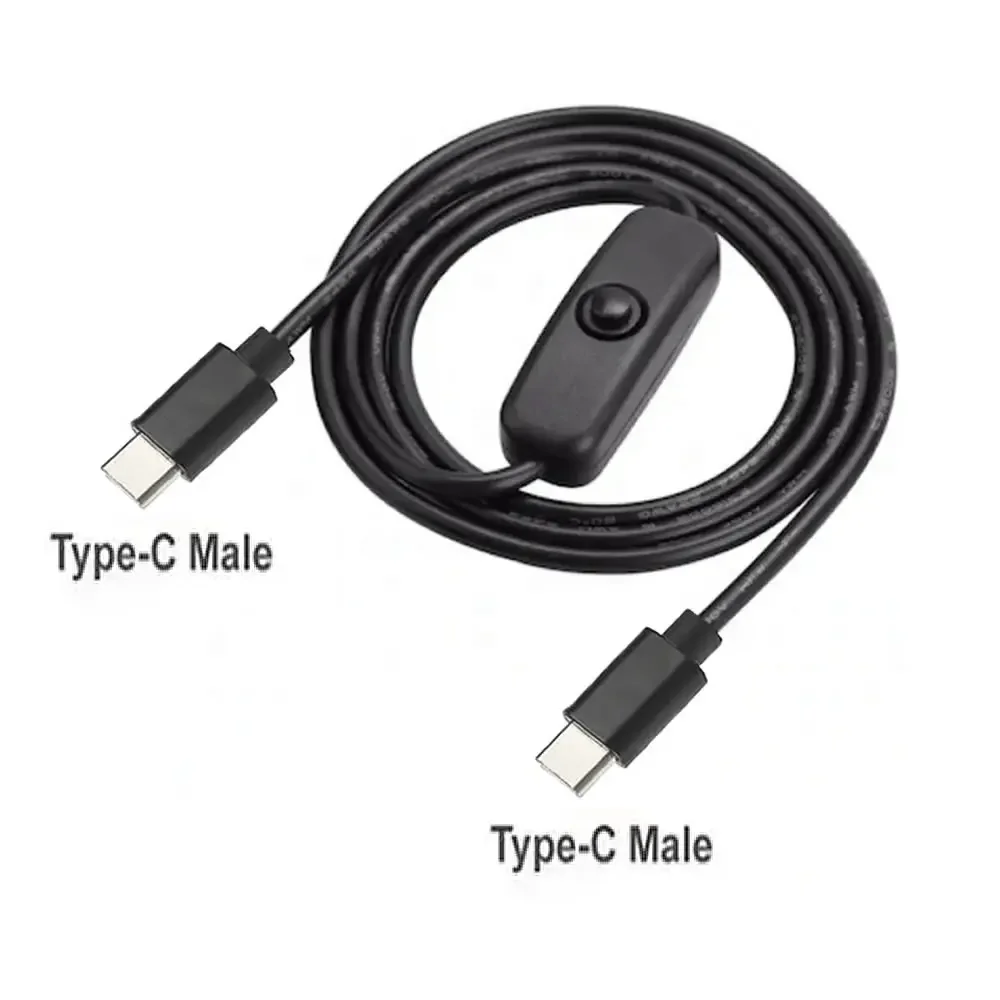 USB-C-auf-Typ-C-Datenkabel mit Ein/Aus-Schalter, 20 V, 3 A PD, 60 W, Schnelllade-Datenübertragung, Stecker auf Stecker, Typ-C-Netzschalterkabel – Detail 2