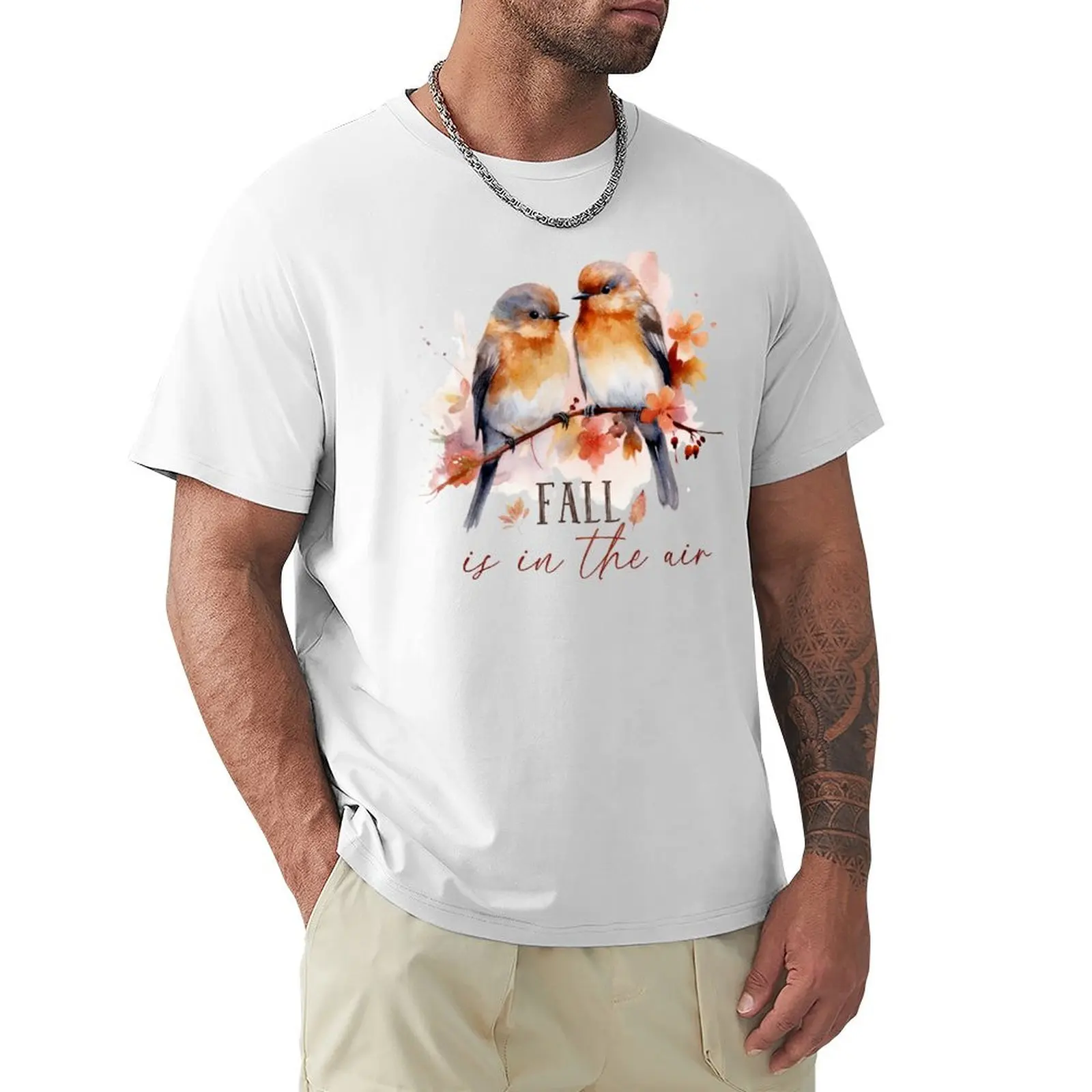 

Fall is in the air - autumn birds T-Shirt boys animal print Aesthetic clothing quick-drying oversized t shirts for men