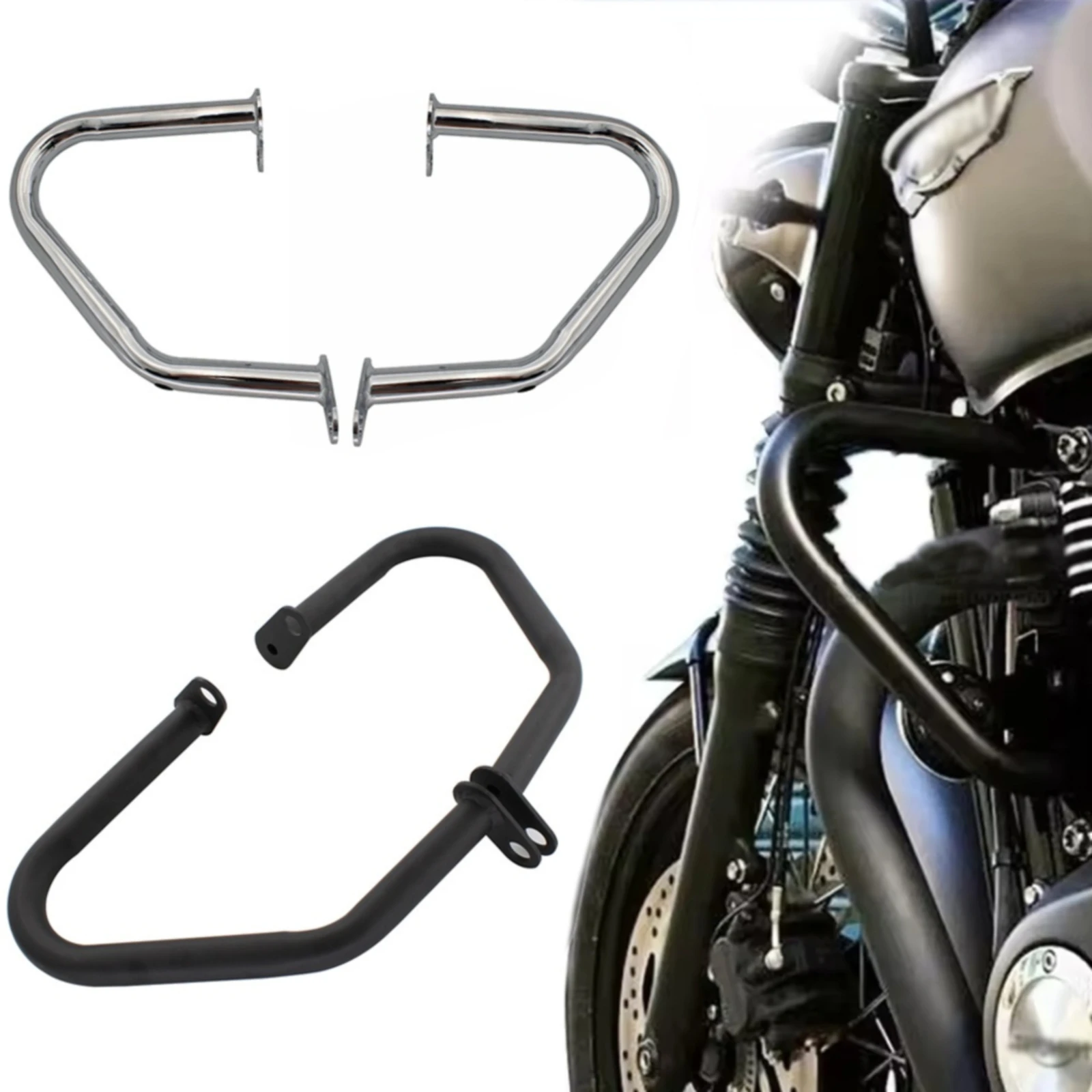Bonneville T100 T120 Thruxton R 스트리트 트윈 20160-2020 하이웨이 바 범퍼 사이드 프로텍션용 오토바이 엔진 가드 크래시 바