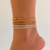 Ingemark Boho Colorful Seed Beads Anklet Set for Women Summer Beach Simple Elastic Chain Bracelet Barefoot Ankle on Leg Jewelry 2