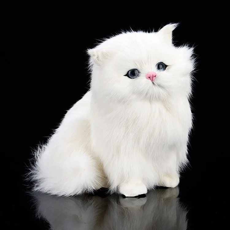

Симпатичная реальная жизнь, пластиковая и меховая модель кошки, белая кошка, кукла, украшение для дома, игрушка, подарок для ребенка около 16x12 см