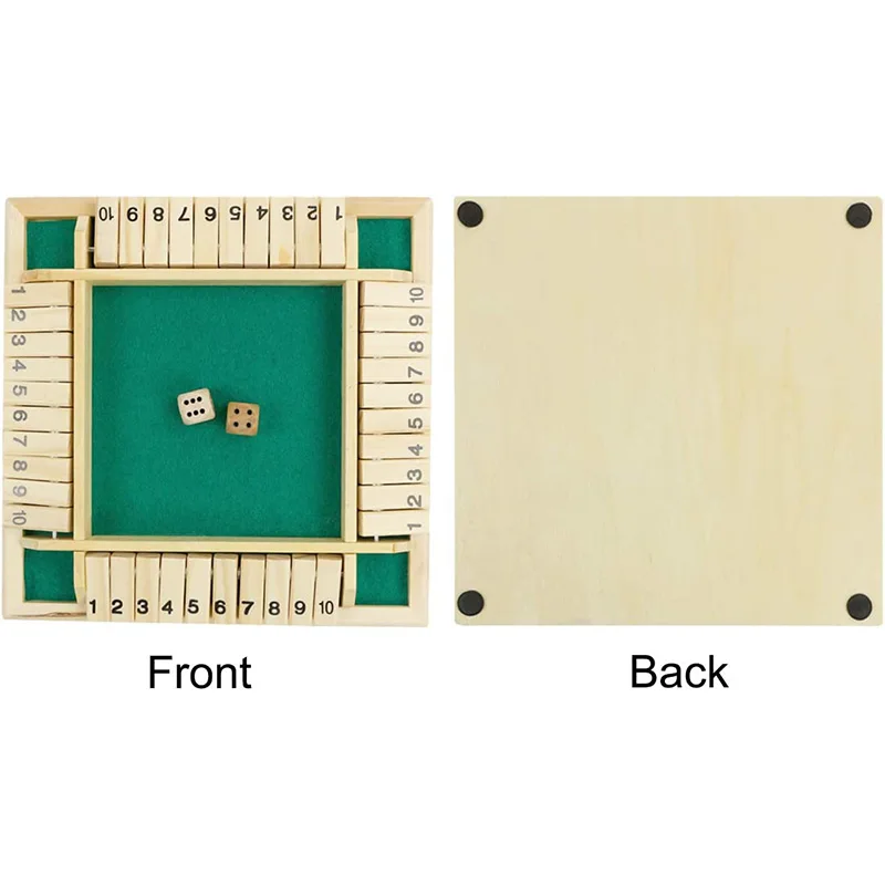 EUWBSSR 4 jogadores fechará a caixa jogos de tabuleiro de madeira para  crianças adultos de quatro lados fechará o jogo de caixa com 8 dados  coloridos jogos de dados educacionais de aprendizado
