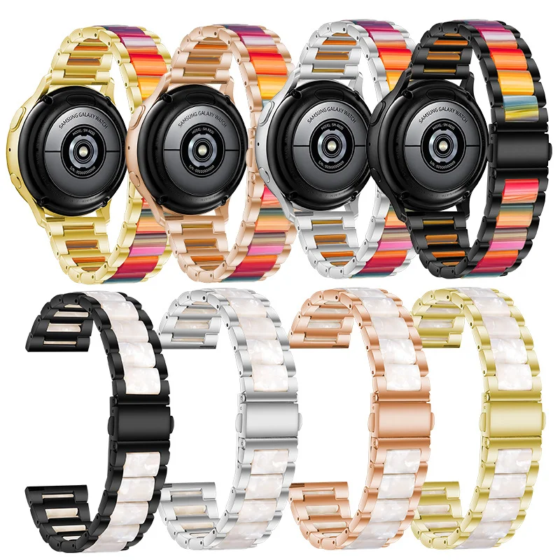 20mm/22mm Metal+Resin Strap For samsung Galaxy Watch 5/4/3 /Active 2/Huawei Watch 3/GT3 Bracelet Wristband for Amazfit GTR Bip