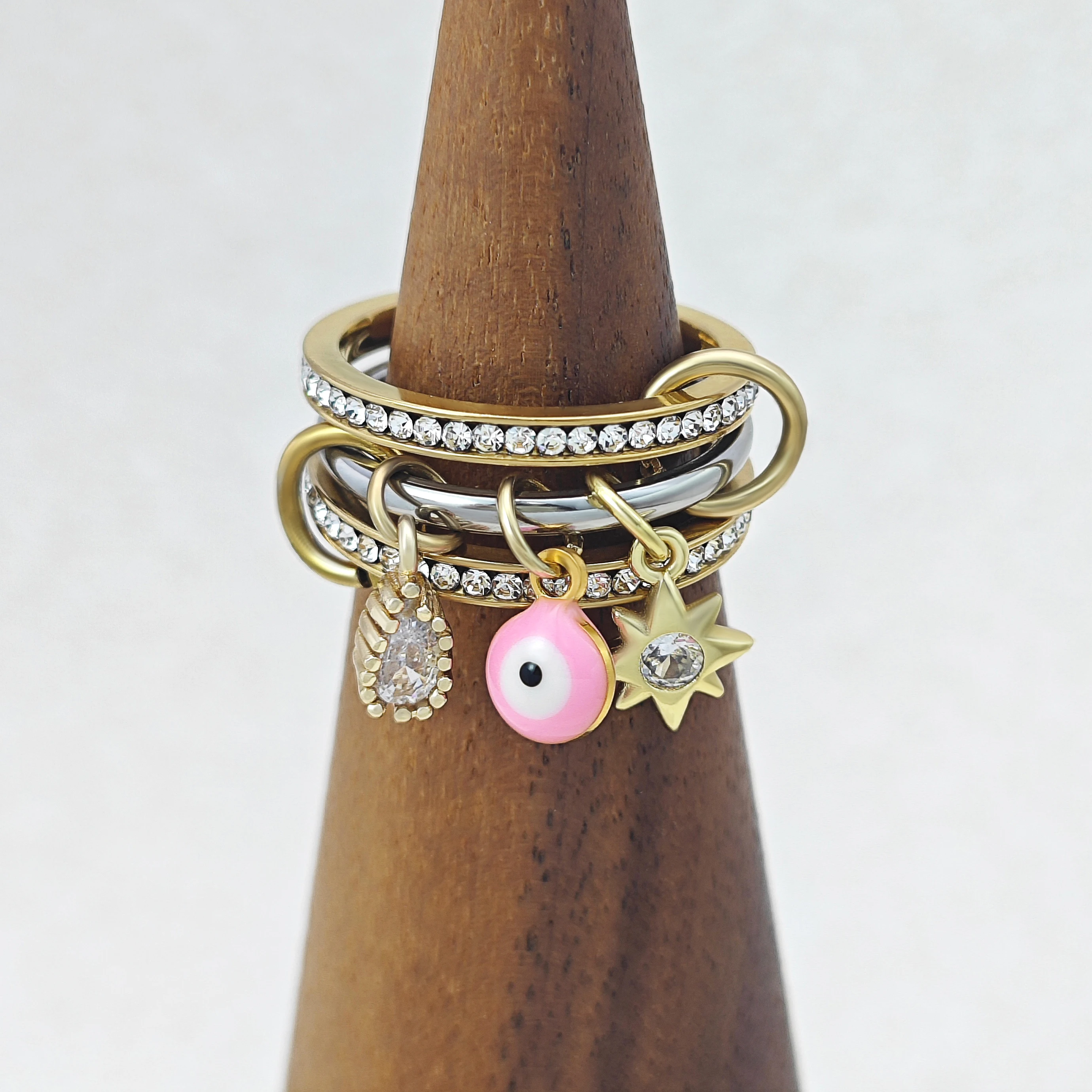 Spinelli Kilcollin Ringe mit bunten bösen Augen Charms für Frauen Hexagramm Anhänger Gold Farbe Edelstahl Ring Schmuck Geschenke – Detail 8