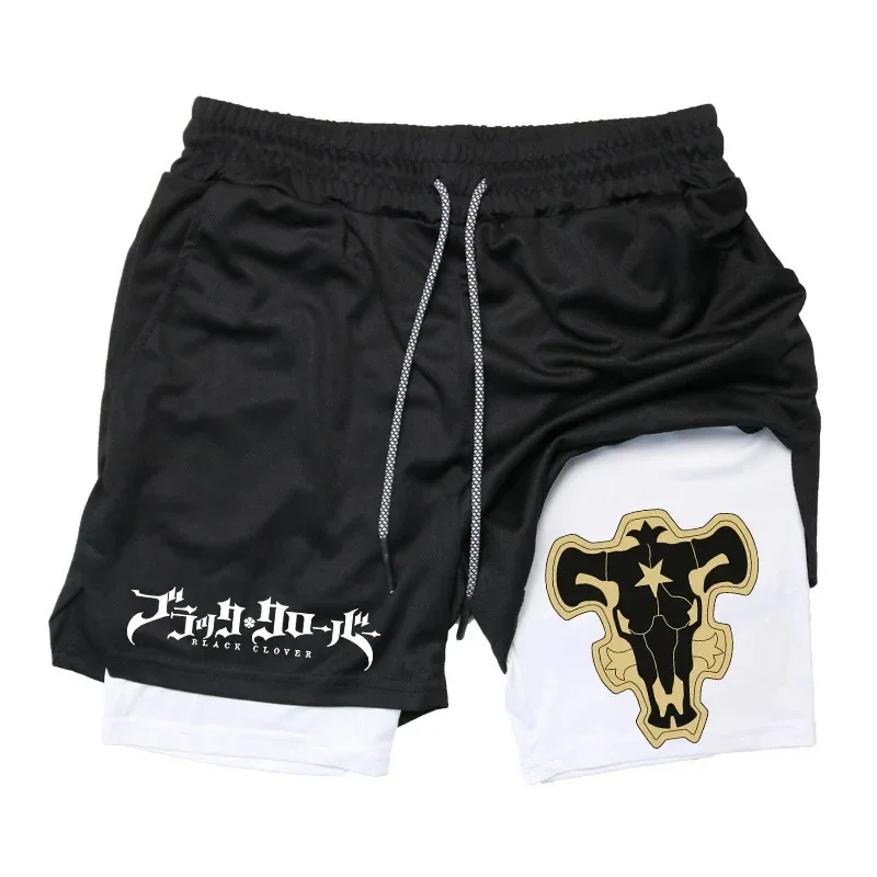 Trendy printed men's sports shorts, fitness running shorts, 2-in-1 quick drying training shorts, summer running shorts 3