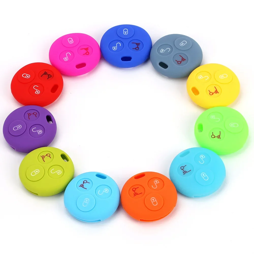 3 Pulsanti Per Mercedes Benz Smart Fortwo 450 Forfour Roadster Body Protection Premium Silicone Car Key Cover Skin Jacket