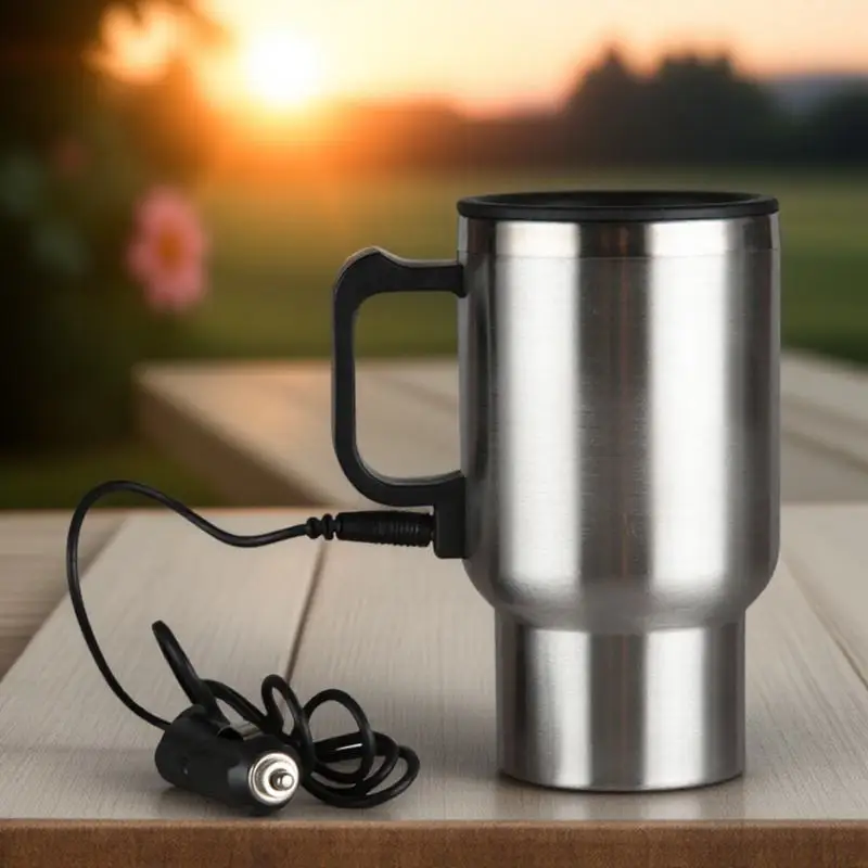 450ml 스테인리스 스틸 전기 자동차 히팅컵 일체형 경량 보온 휴대용 진공 보온병 (비즈니스용)