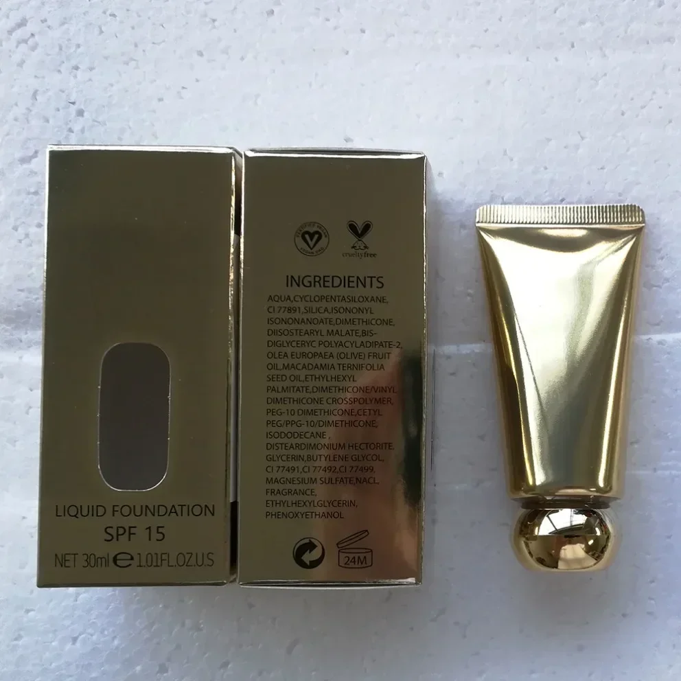 30ml Vegan Makeup Foundation Private Label Waterproof Full Coverage Foundation Concealer Custom Logo Wholesale Gold Tube 5