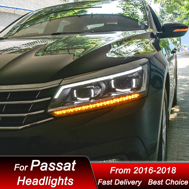 VW 파사트 16-18 용 자동차 헤드라이트, LED 자동차 헤드램프 어셈블리 업그레이드, 높은 구성 프로젝터 렌즈 액세서리 키트, 새로운 스타일