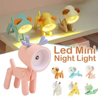 LED Night Light Mini Folding Desk Lamp Cute Pet Lights Dog Deer Portable Night Light Student Living Room Decor Gift 1