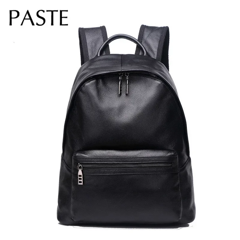 Vintage Business 100% Genuine Leather Men's Backpack Black Large Notebook Travel Backpack Cowhide Man College Schoolbag 2