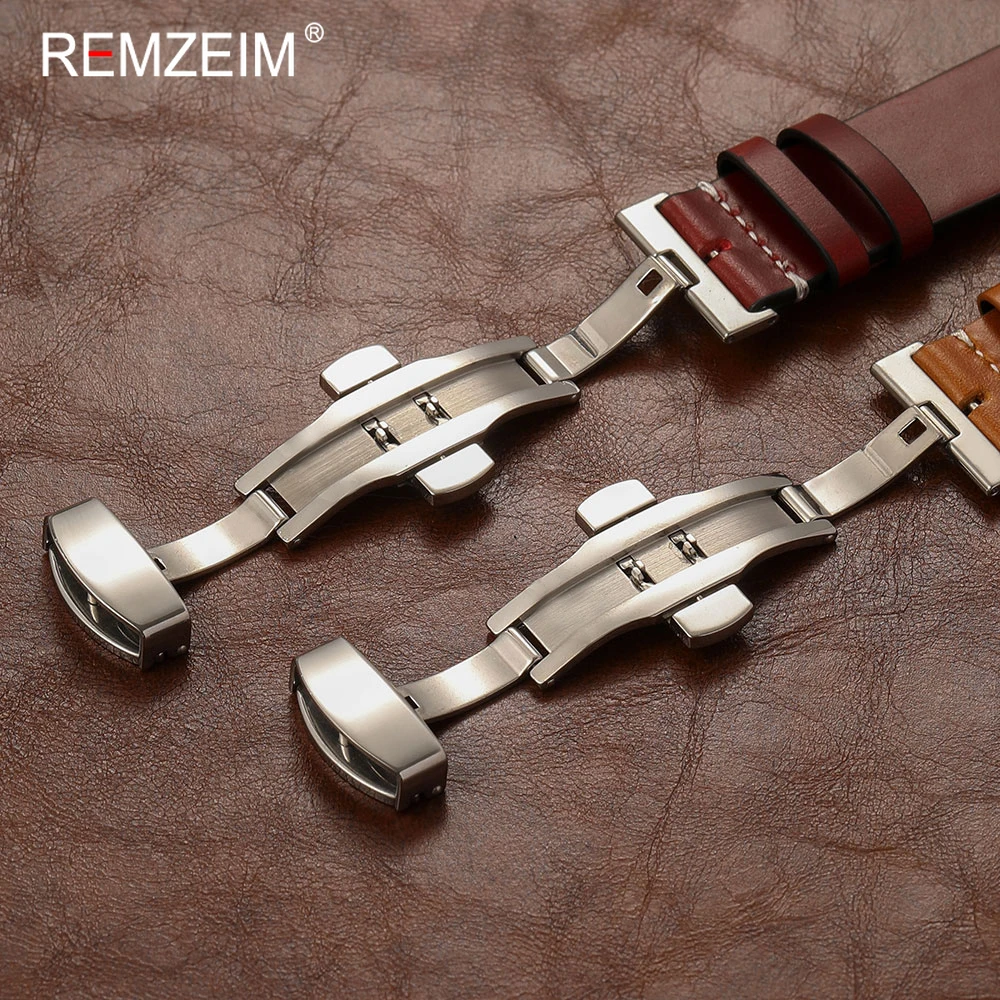 Vintage Casual Genuine Leather Watch Strap with Butterfly Buckle