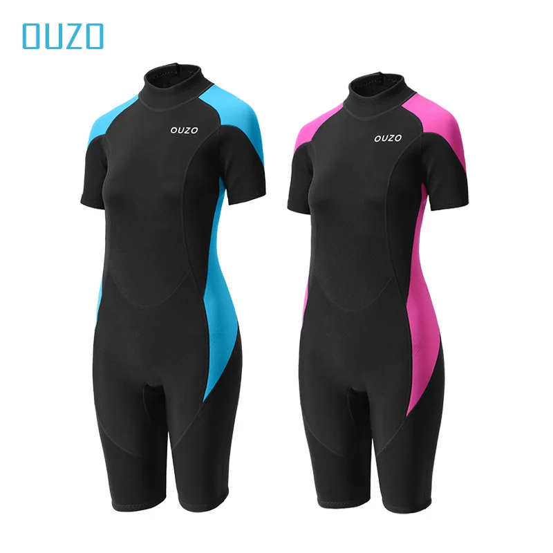 Women Men 1.5mm Neoprene Wetsuits Swimwears Diving Suits Short Sleeves Women Ladies One Piece Surf Snorkeling Surfing Swimsuit