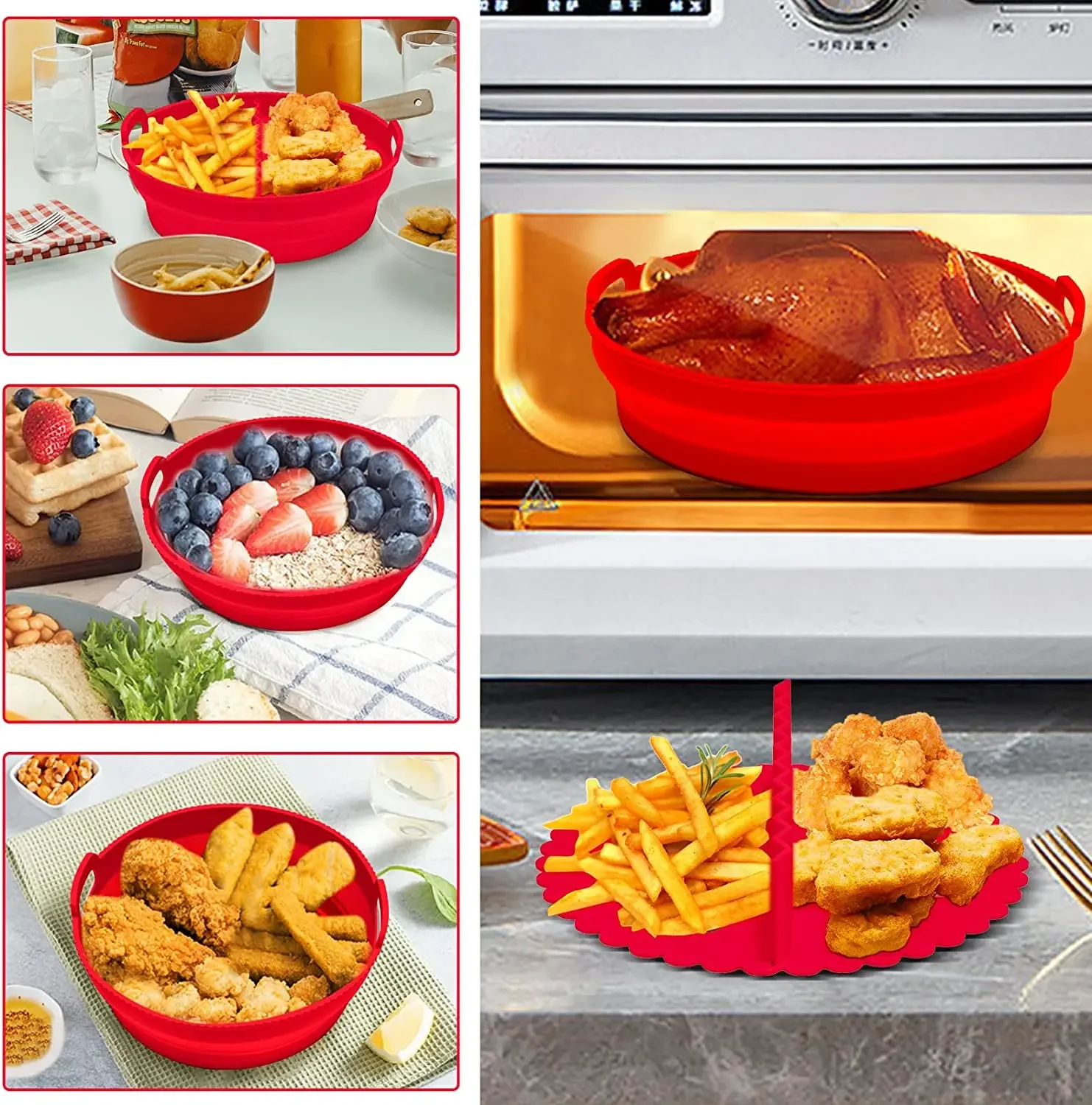 Air Fryer Accessories Reusable Foldable Bpa Free Silicone Pot Basket Plate Molds for air fryer accessories,air fryer mold