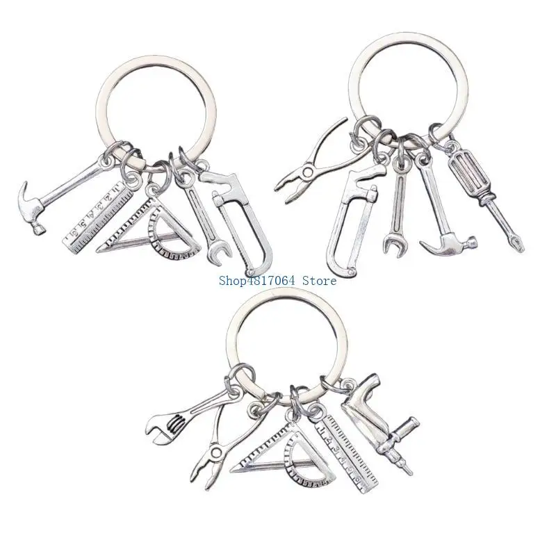 T3LB 3pcs 망치 드라이버 렌치 렌치를 가진 참신 키 체인 금속 키 체인