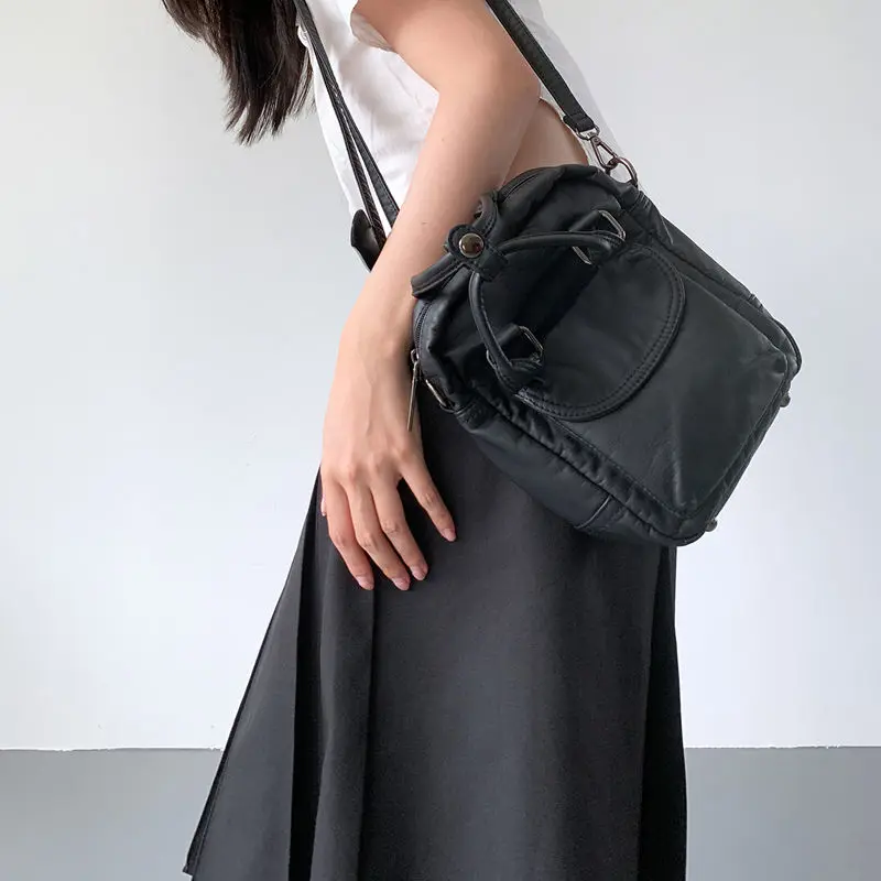 European And American Retro Motorcycle Style Handbag, High-quality Soft Pu Leather Crossbody Bag, Casual And Simple Women's Bag