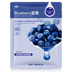 10 - Pack Natural Aloe & Fruit Infused Moisturizing Facial Masks (Blueberry)
