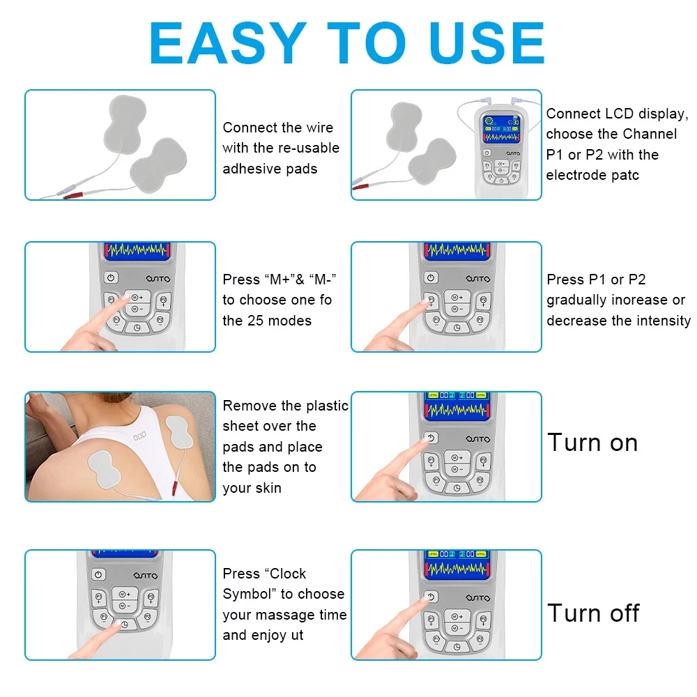 25 Modes Dual Channel EMS Electric Muscle Stimulator Physiotherapy Tens Machine Electrostimulator Slimming Body Relaxed Massager