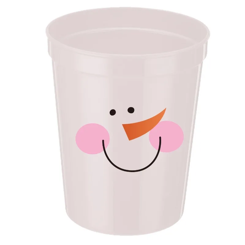 16oz Santa Reindeer Elf Snowman Party Beverage Cups Christmas Plastic Drinking Cups Juice Milk Cups for Christmas Party Supplies