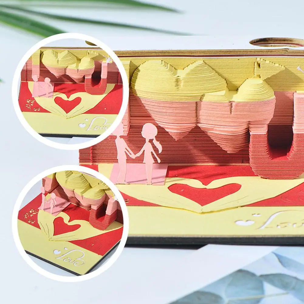 DIY 스티커 포스트 메모 카드 조각 스티커, 3D 메모 패드, 조각 아트 메모장, 러브 페이퍼 공예, 3 차원 종이 Crea M8E0