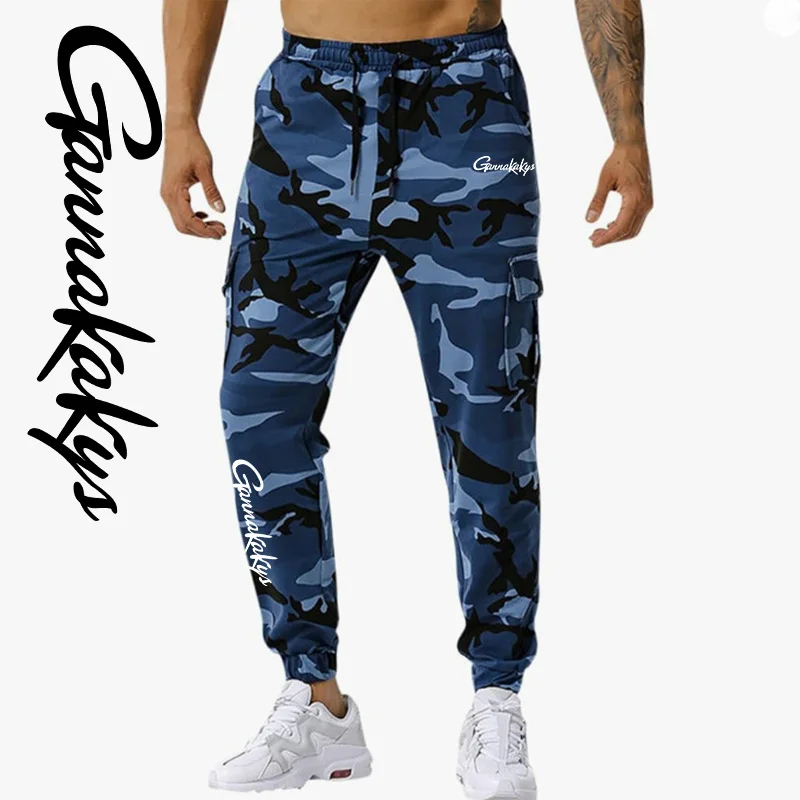 Four Seasons New Fishing Pants Men's Outdoor Sports Camo Jogging Pants Breathable Running Bicycle