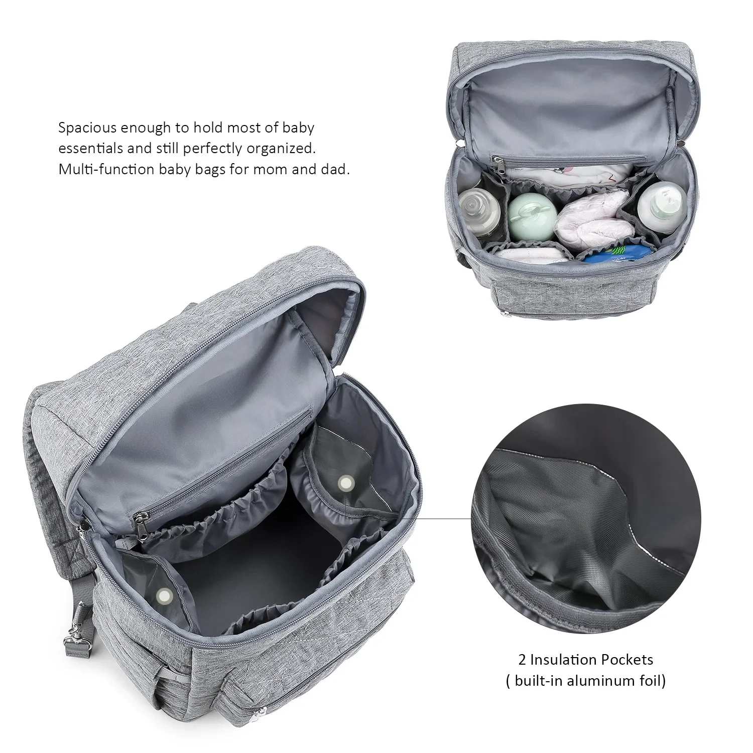 Large Capacity Waterproof Big Opening Multi-pocket Lightweight Mummy Baby Nappy Bag Mommy Baby Diaper Bag Backpack For Stroller
