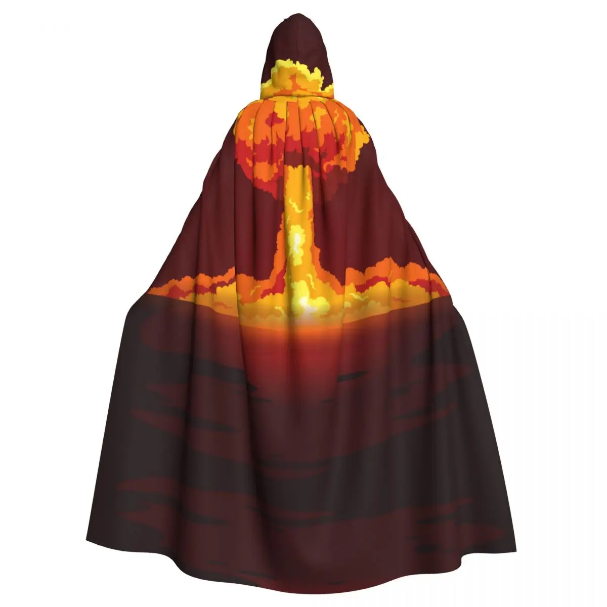 

Adult Cloak Cape Hooded Bright Nuclear Explosion Medieval Costume Witch Wicca Vampire Elf Purim Carnival Party