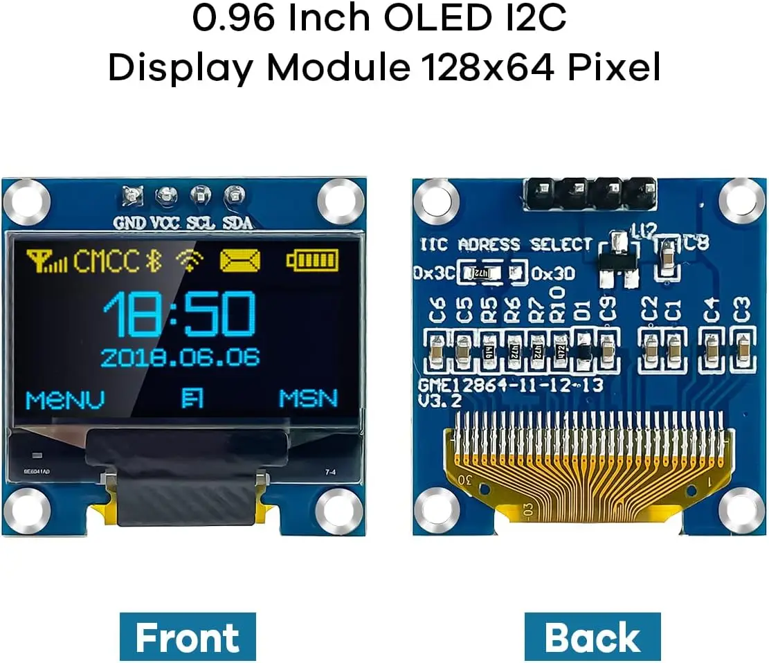 Display OLED 0.96 Pollici I2C - 128x64 Pixel, Autoilluminante, Per Arduino E Raspberry Pi - Foto 9