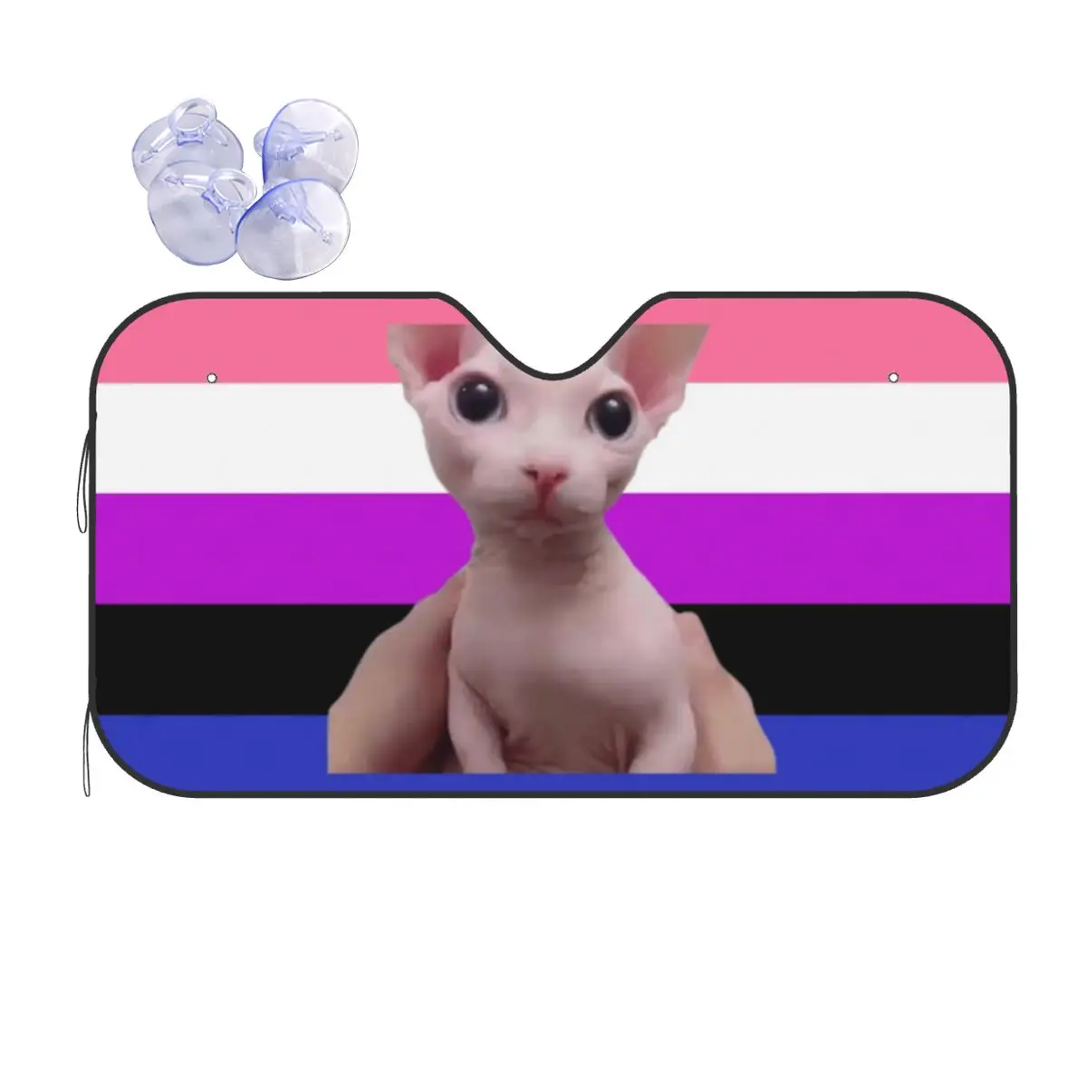 

Bingus My Dear Genderfluid, складной солнцезащитный козырек на лобовое стекло 70x130 см, кошачья пленка Sphynx, автомобильный солнцезащитный козырек, УФ-защита