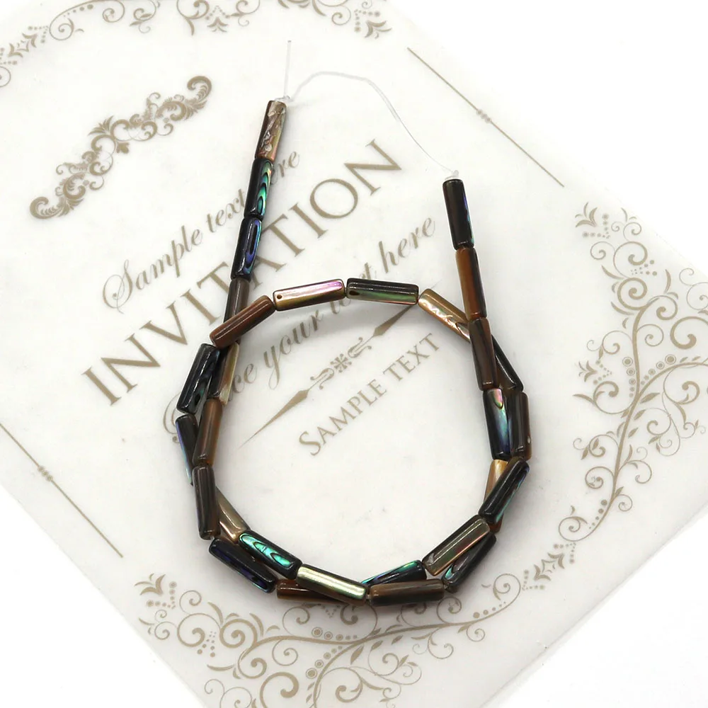 One Share Through Hole Tube Beads Abalone Shell Jewelry Natural Shell Necklace for DIY Jewelry Accessories 4x13mm Charm Bracelet