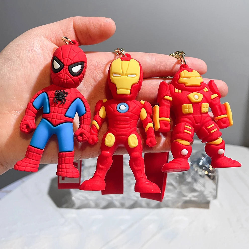 Marvel Avengers Keychain Superhero Iron Man Spiderman Captain America  Cartoon Figure Toys Model Silicone Pendant Key Holder Gift - AliExpress